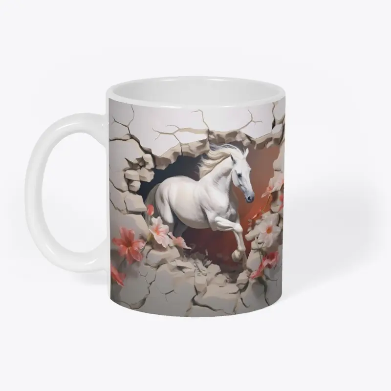 3D Running Horse Hole in a Wall Mug Wrap