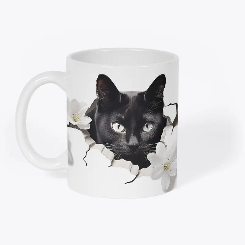 3D Black Cat Mug Wrap