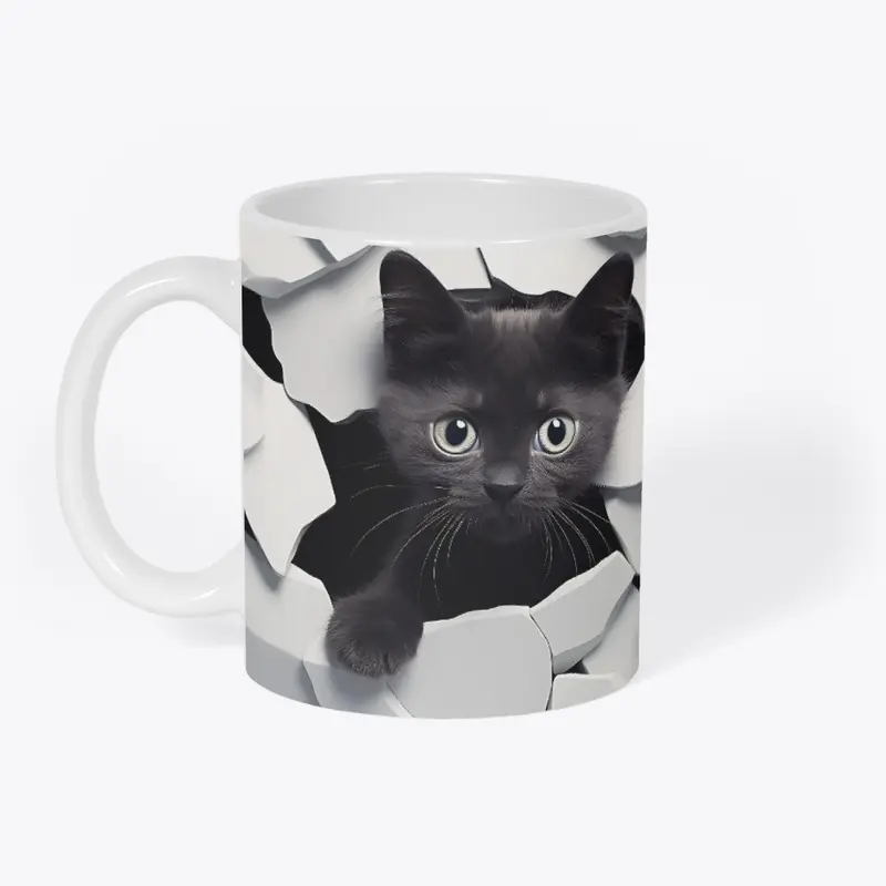 3D Black Cat Sublimation Mug Wrap