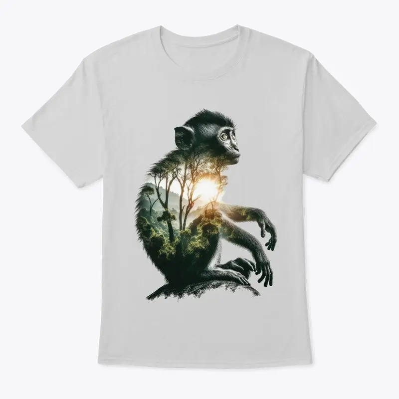 MONKEY FACE T-SHIRT WITHE NATURE